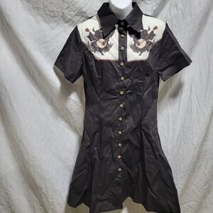 BoozeLele Western Dress Mothman Playing Banjo Cryptid Black Size Large